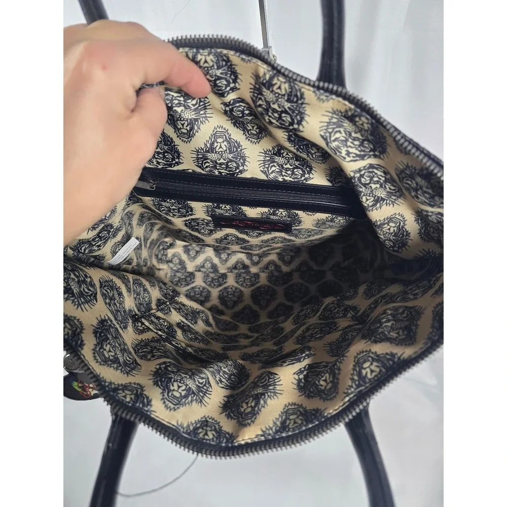 Ed Hardy backpack Black Embossed Skull‎ Rhinestone Convertible nwt Bag Rocker